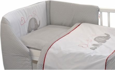 Mantinel s povlečením Baby Nellys ®- Sloníci se srdíčkem, Velikost povlečení 135x100 - obrázek 1