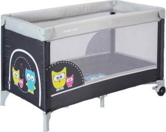 Dětská cestovní postýlka Baby Mix Sova tmavě šedá, Šedá - obrázek 1