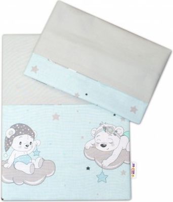 2-dílné bavlněné povlečení Baby Nellys, Mráček - mátový, Velikost povlečení 120x90 - obrázek 1