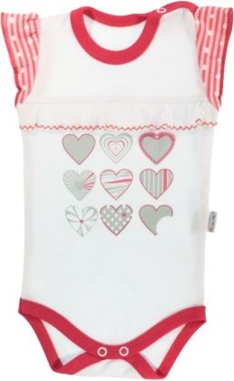 Kojenecké body na ramínka Mamatti Love Girl - bílá/červená, Velikost koj. oblečení 86 (12-18m) - obrázek 1