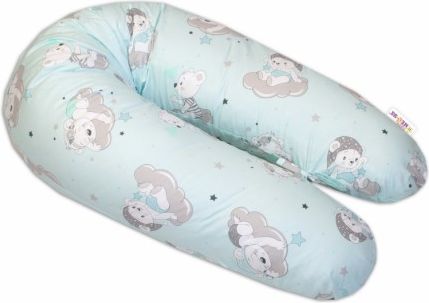 Bavlněný kojící polštář - relaxační poduška Baby Nellys, Mráček - mátový - obrázek 1