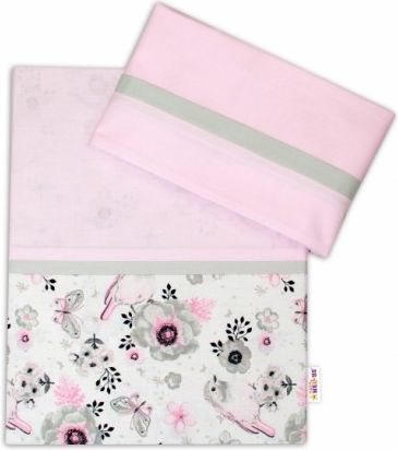 2-dílné bavlněné povlečení Baby Nellys, Ptáčci - růžová, Velikost povlečení 135x100 - obrázek 1