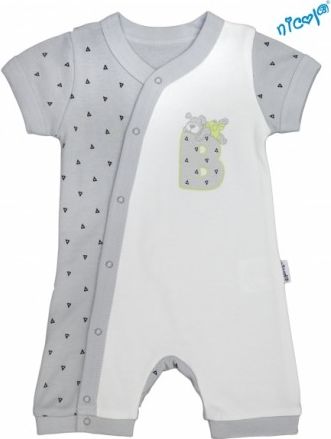 Kojenecké body s nohavičkami Nicol - krátký rukáv, Boy - šedé/smetanová, Velikost koj. oblečení 80 (9-12m) - obrázek 1