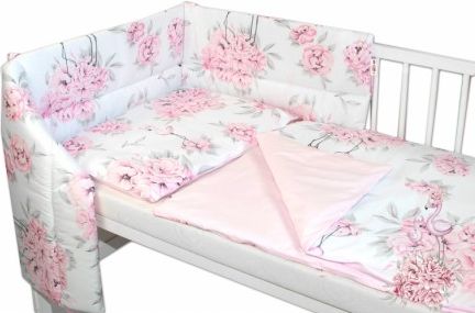 3-dílná sada mantinel s povlečením Baby Nellys, Plameňák - růžová, Velikost povlečení 135x100 - obrázek 1