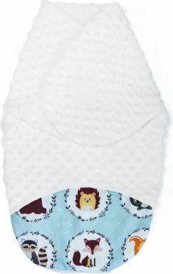 Zavinovačka, spacáček s minky, 0-6m -Zvířátka, minky bílá - obrázek 1