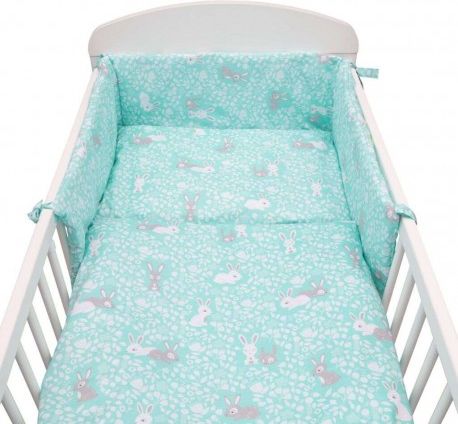 3-dílné ložní povlečení New Baby 90/120 cm Králíčci mátové, Zelená - obrázek 1