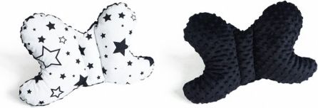 Oboustanný polštářek Motýlek - hvězdy a hvězdičky, minky černá - obrázek 1