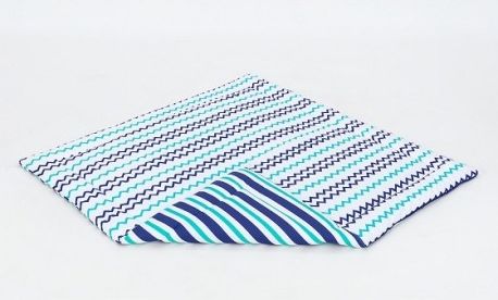 Hrací, přebalovací podložka 120x120cm - granátovo/zelené proužky-granátovo/zelený zigzag - obrázek 1