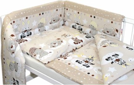 3-dílná sada mantinel s povlečením Safari Baby - béžová, Velikost povlečení 135x100 - obrázek 1