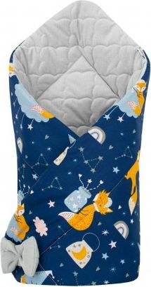 Oboustranná zavinovačka z Velvet New Baby 75x75 cm noční liška šedá, Šedá - obrázek 1