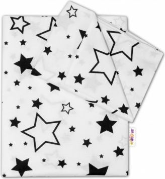 2-dílné bavlněné povlečení - Černé hvězdy a hvězdičky - bílý, Velikost povlečení 120x90 - obrázek 1