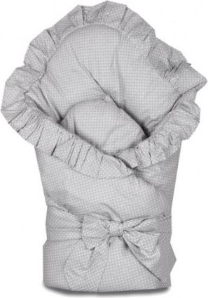 Baby Nellys Rychlozavinovačka 80x80cm s volánkem a stuhou - světle šedá s tečkami - obrázek 1