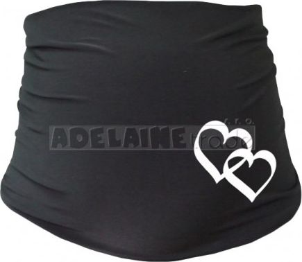 Těhotenský pás se srdíčky - černý, Velikosti těh. moda L/XL - obrázek 1