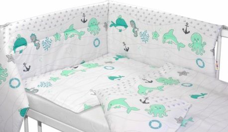 Mantinel s povlečením OCEÁN Baby Nellys - zelený, Velikost povlečení 120x90 - obrázek 1