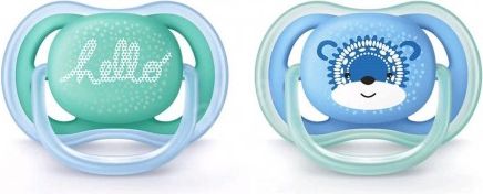 Šidítko Avent Ultra air Deco 2ks pro kluky 6-18 m, Modrá, 6-18 m - obrázek 1