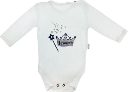 Kojenecké body Princezna - dlouhý rukáv, bílé, Velikost koj. oblečení 80 (9-12m) - obrázek 1