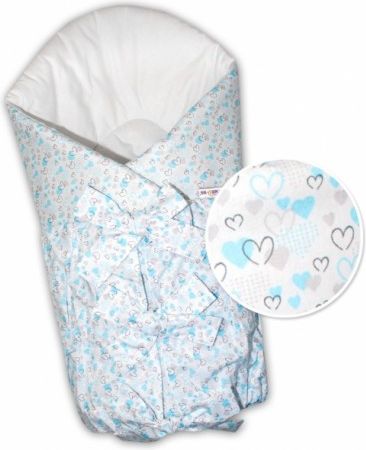 Baby Nellys Klasická šněrovací zavinovačka Valentýnka - bílá/sv. modrá - obrázek 1