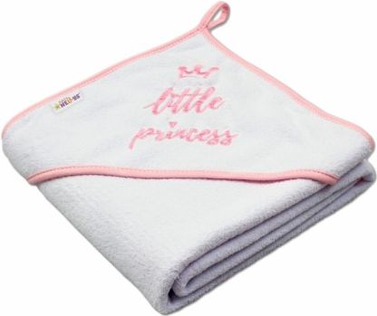 Dětská termoosuška Little princess s kapucí, 80 x 80 cm - bílá, růžová výšivka - obrázek 1