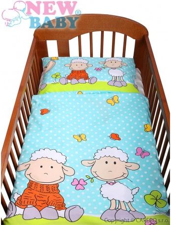 2-dílné ložní povlečení New Baby 90/120 cm tyrkysové s ovečkou, Tyrkysová - obrázek 1