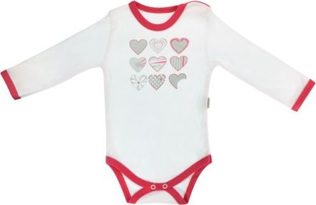 Kojenecké body Love Girl - dlouhý rukáv, bílé se srdíčkem, Velikost koj. oblečení 68 (4-6m) - obrázek 1