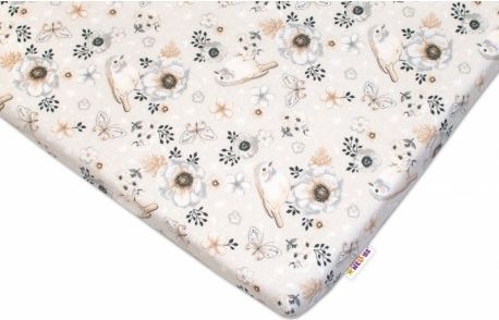Dětské bavlněné prostěradlo do postýlky Baby Nellys - Ptáčci - béžové, Rozměry 120x60 - obrázek 1