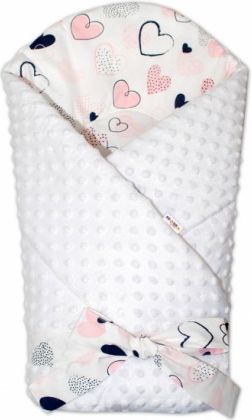 Zavinovačka Minky Baby Nellys Srdíčka růžové, bílá - obrázek 1