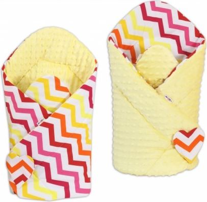 Oboustranná zavinovačka MINKY BABY - Zigzag žluto-červený/ žlutá - obrázek 1