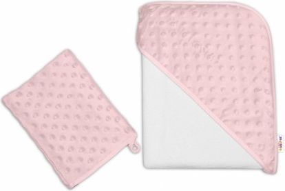 Dětská osuška froté Baby Nellys s kapucí Minky, 80 x 80 cm + žínka Minky - růžová - obrázek 1