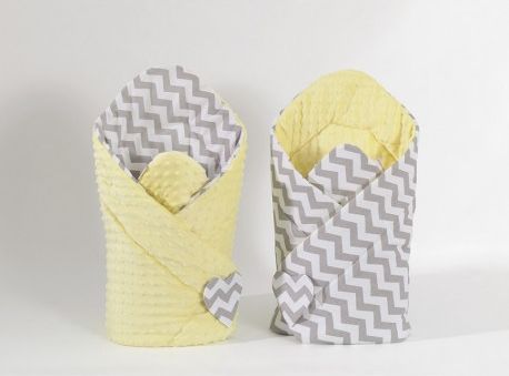 Oboustranná zavinovačka MINKY BABY - Zigzag šedý/ žlutá - obrázek 1