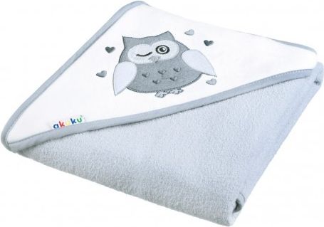 Dětská osuška 100x100 Akuku šedá se sovou, Šedá - obrázek 1