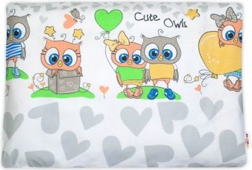 Baby Nellys Povlak na polštářek Cute Owls, 40x60 cm - šedý - obrázek 1