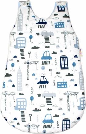 Bavlněný spací vak Baby Nellys, Městečko, 0 - 6 m , 74 cm - bílý - obrázek 1