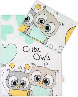 2-dílné bavlněné povlečení Cute Owls - zelené, Velikost povlečení 135x100 - obrázek 1