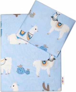 2-dílné bavlněné povlečení Lama - modré, Velikost povlečení 120x90 - obrázek 1