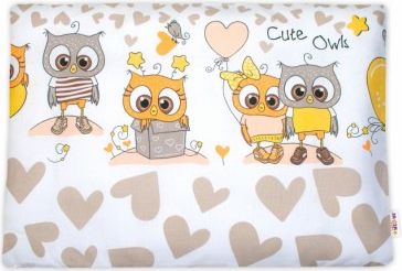 Baby Nellys Povlak na polštářek Cute Owls, 40x60 cm - béžový - obrázek 1