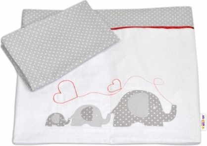 Bavlněné povlečení s výšivkou Baby Nellys ®- Sloníci se srdíčkem, Velikost povlečení 135x100 - obrázek 1