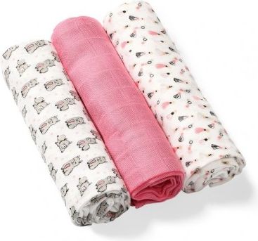 BabyOno Bambusové dětské plenky 3 ks - růžová - obrázek 1