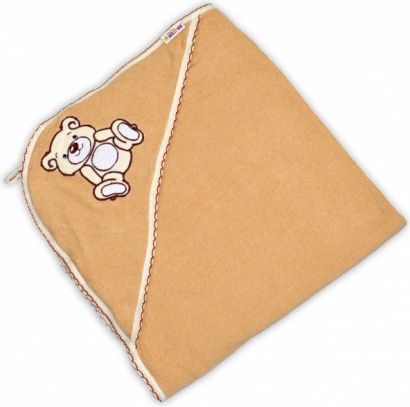 Dětská osuška TEDDY BEAR Baby Nellys s kapucí - hnědá - obrázek 1