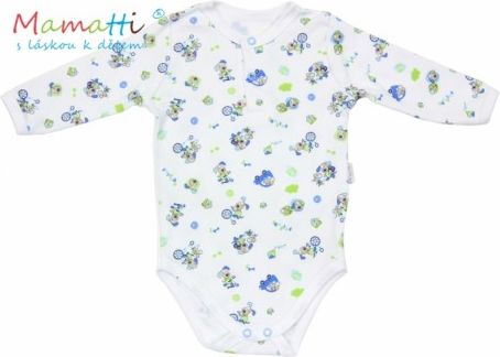 Polo body dlouhý rukáv Mamatti - DOG - bílé/potisk pejsek, Velikost koj. oblečení 86 (12-18m) - obrázek 1