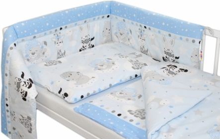 3-dílná sada mantinel s povlečením Safari Baby - sv. modrá, Velikost povlečení 120x90 - obrázek 1