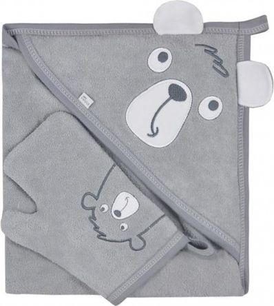 Dětská osuška s žínkou Koala Yogi grey, Šedá - obrázek 1