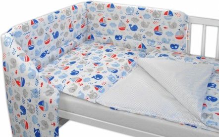 3-dílná sada mantinel s povlečením Oceán Baby - modrá, Velikost povlečení 120x90 - obrázek 1