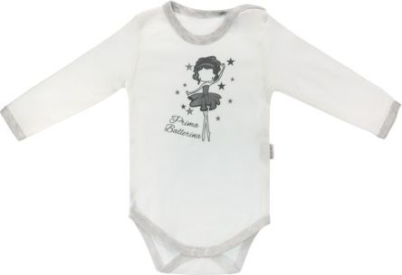 Kojenecké body Prima Ballerina - dlouhý rukáv, bílé , Velikost koj. oblečení 74 (6-9m) - obrázek 1