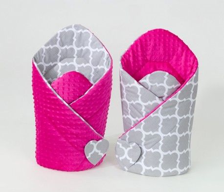 Oboustranná zavinovačka MINKY BABY - Maroko šedé/tm. růžová - obrázek 1
