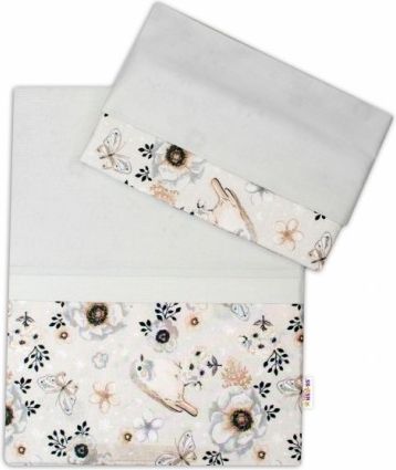 2-dílné bavlněné povlečení Baby Nellys, Ptáčci - šedá, Velikost povlečení 120x90 - obrázek 1
