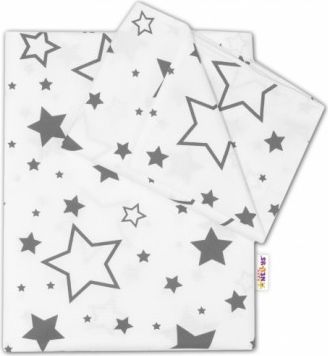 2-dílné bavlněné povlečení - Šedé hvězdy a hvězdičky - bílý, Velikost povlečení 120x90 - obrázek 1
