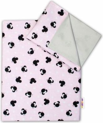 2-dílné bavlněné povlečení Baby Nellys - Minnie, růžová/šedá, Velikost povlečení 120x90 - obrázek 1