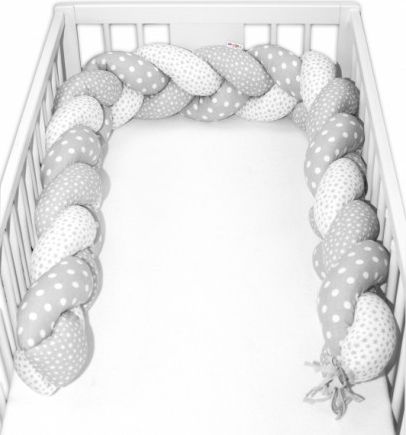 Mantinel Baby Nellys pletený cop Bubble, Stars - šedá, bílá, šedá - obrázek 1