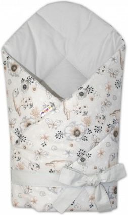 Oboustranná rychlozavinovačka Baby Nellys ,75x75cm se stuhou Ptáčci - béžová - obrázek 1
