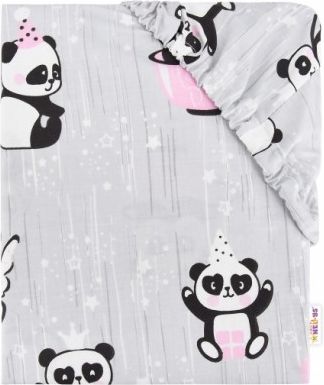 Dětské bavlněné prostěradlo do postýlky - Happy Panda - růžové, Rozměry 140x70 - obrázek 1